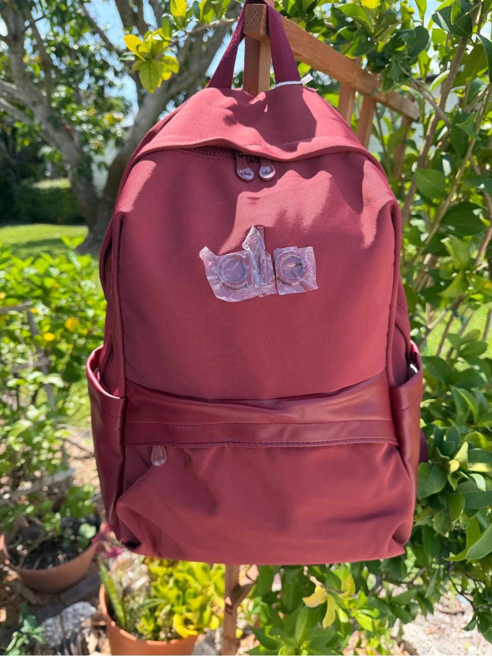 ALO Yoga Red Backpack with Front Zip Pocket